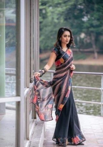 Georgette Printed Saree in Stock