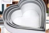 Heart Shape Galvanized Steel Made Cake Mold Set- 4 Pieces/Set