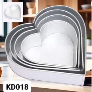 Heart Shape Galvanized Steel Made Cake Mold Set- 4 Pieces/Set