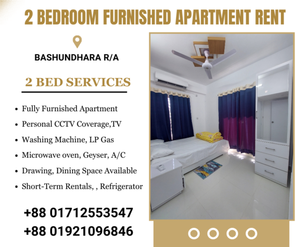 Beautifully Styled Two-Bedroom Serviced Apartment Available For RENT In Bashundhara R/A