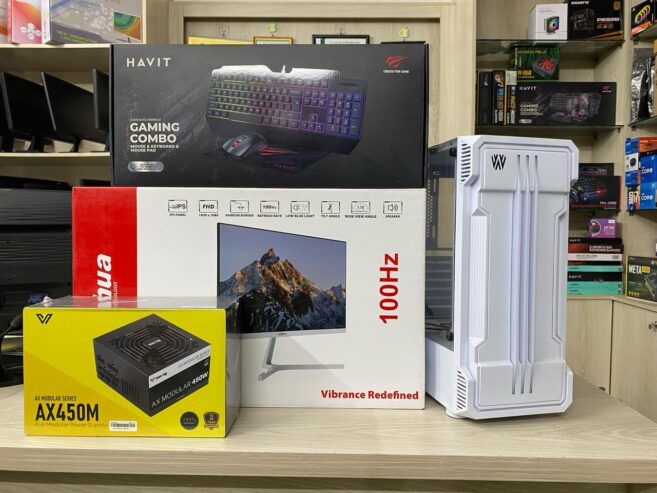 New Gaming Full Computer Setup For Sell_Intel Core i5 ( 6th Gen)_Ram 16GB DDR-4_SSD NVMe 256GB_Dahua 22″Inch FHD IPS Boderless White Monitor_Mouse & Keyboard