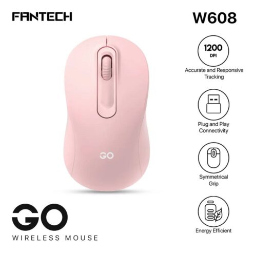 Fantech Go W608 Wireless Mouse – Pink Color