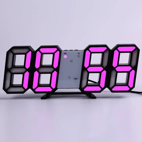 LED Digital Wall Clock Alarm Date Temperature Automatic Backlight Table Desktop