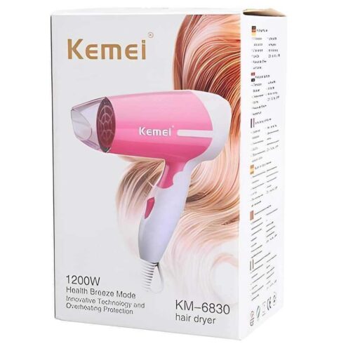 Kemei KM-6830 Hot And Normal Air Foldable Hair Dryer.