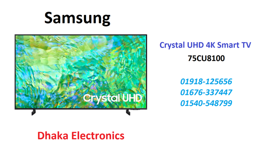 Samsung 75 inch CU8100 Crystal UHD 4K Voice Control Smart TV