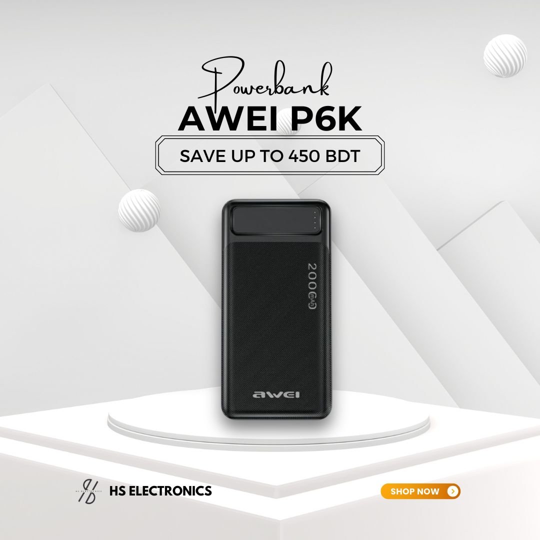 AWEI P6K (20000 mAh) DOUBLE USB OUTPUT POWER BANK