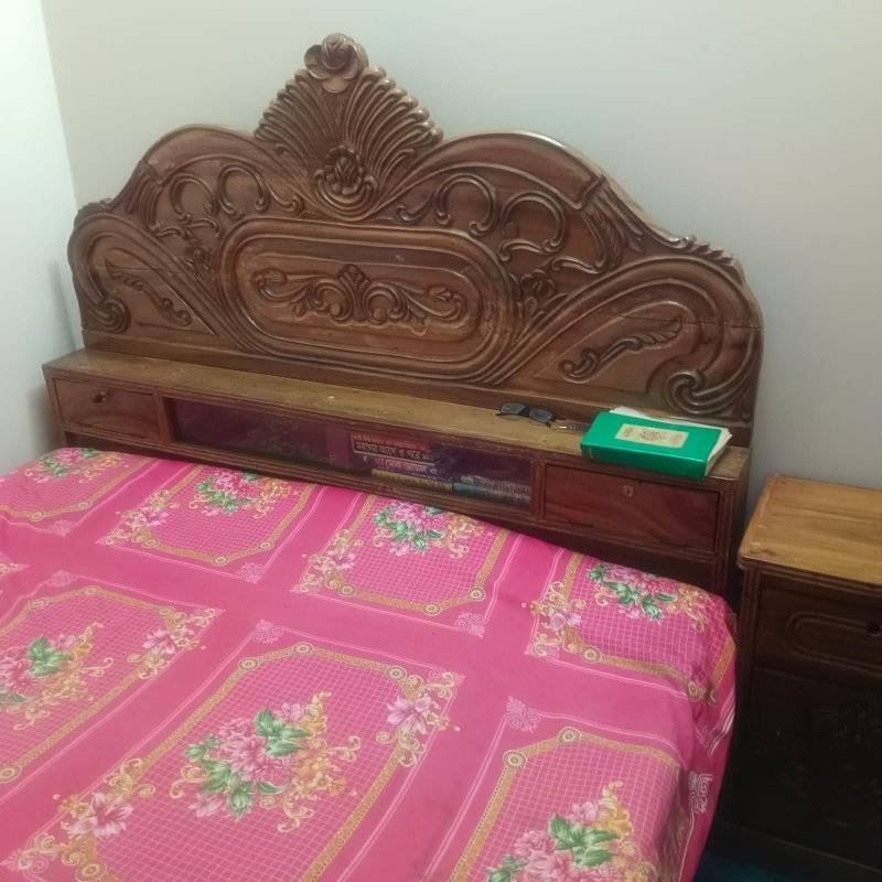 Mahogany Wood Bed and Bed side Table For Sale in Dhaka