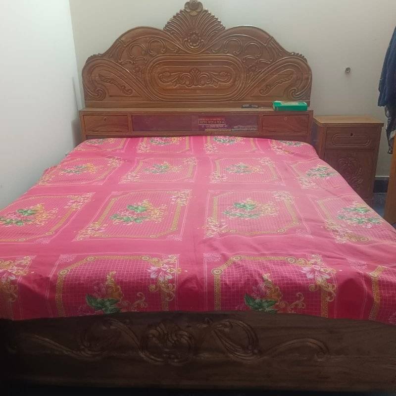 Mahogany Wood Bed and Bed side Table For Sale in Dhaka