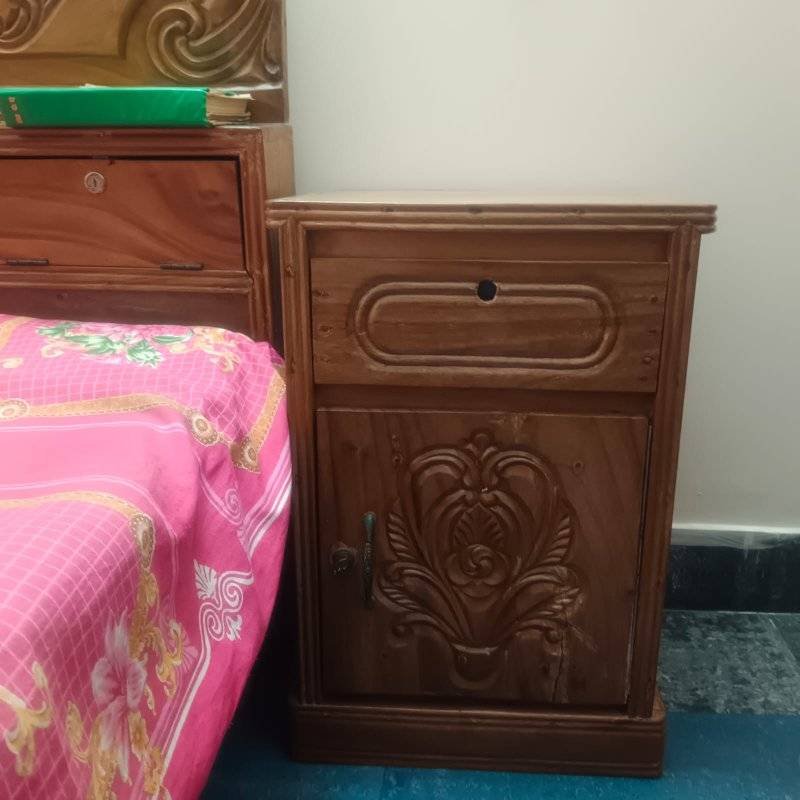 Mahogany Wood Bed and Bed side Table For Sale in Dhaka
