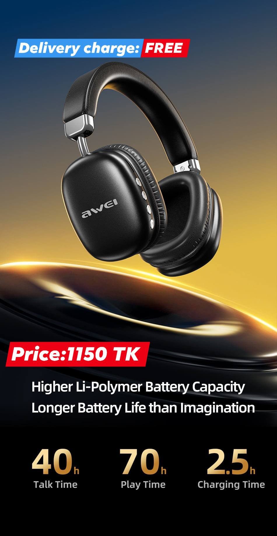 Awei AT7 Bluetooth Wireless Headphone