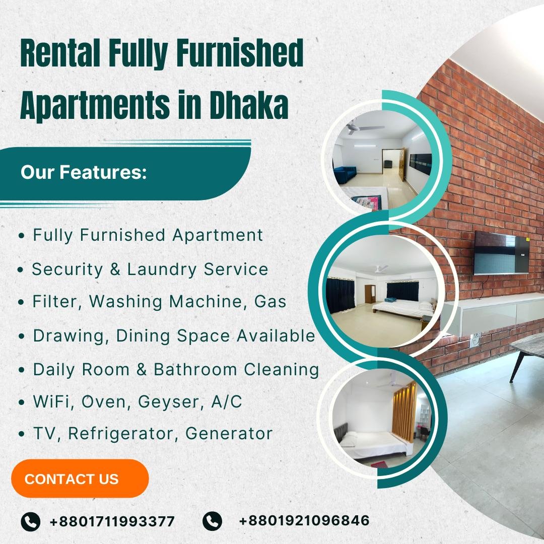 Furnished 2BHK Serviced Apartment RENT in Baridhara