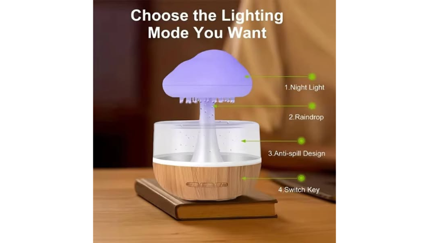 Rechargeable Rain Cloud Humidifier Mushroom Lamp