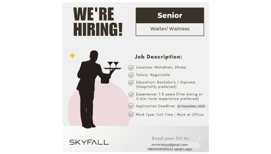 Restaurant Job at Mohakhali in Dhaka