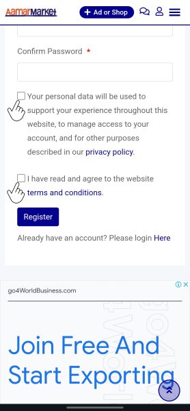 Step 6 : Privacy Policy বক্সে ঠিক মার্ক দিন এবং Terms and Condition এ টিক মার্ক দিন।